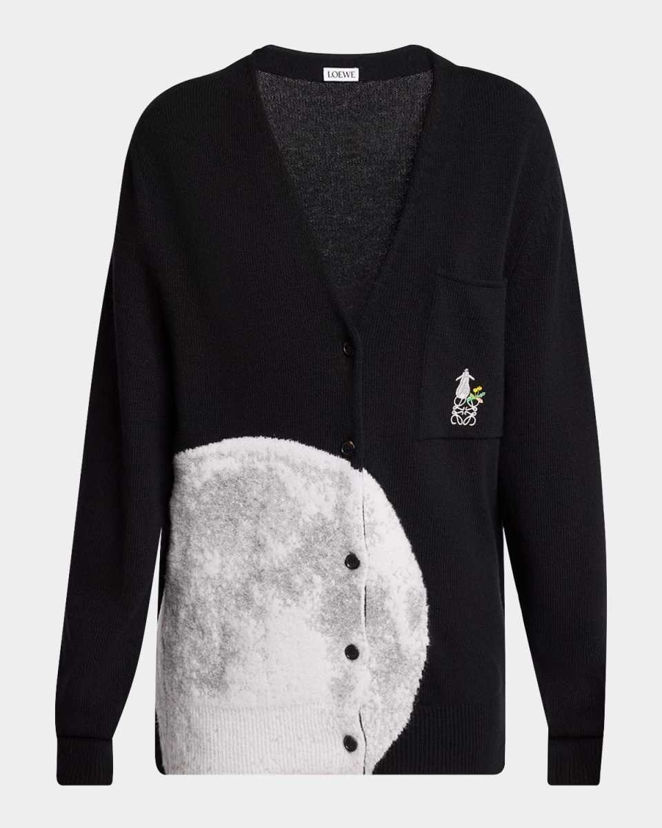 Moon Intarsia Wool Cardigan